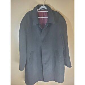 George Machado Zylos Black Wool Blend Button Down Peacoat, Size 48L